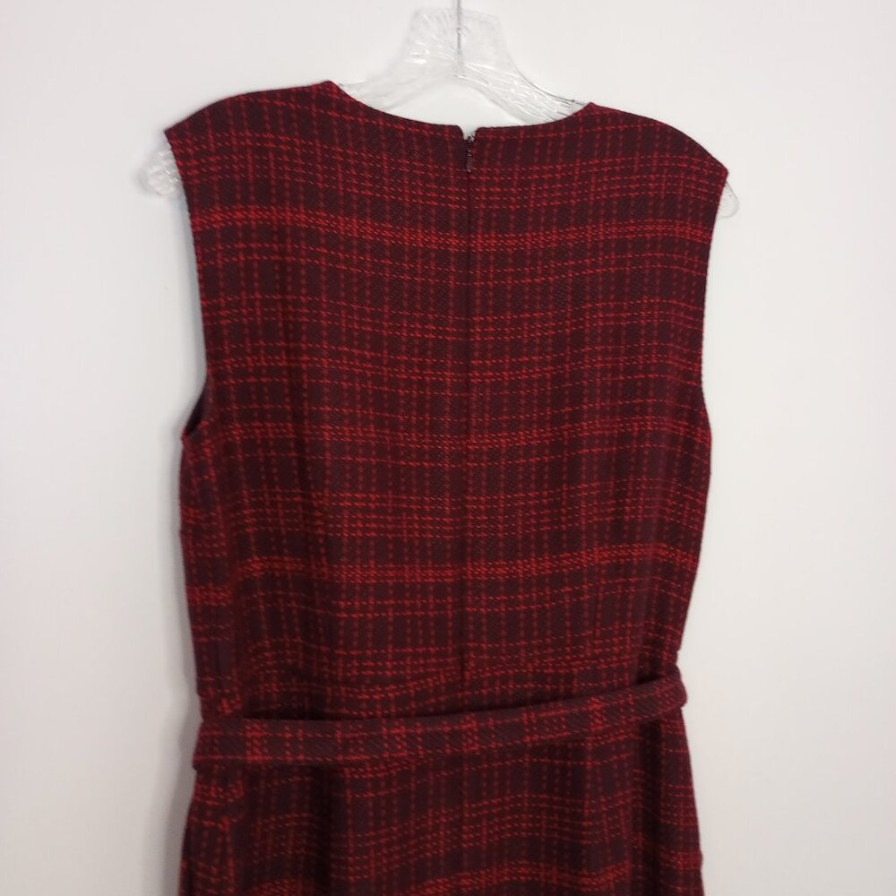 Ann Taylor Belted Tweed Career Sheath Dress In Plum Rose - Picture 8 of 10